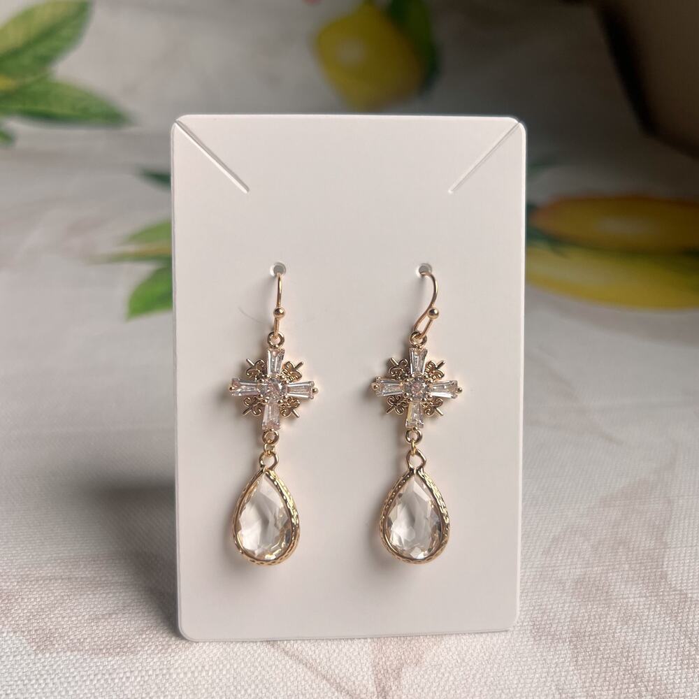 Quartz Crystal Glass Cross Shaped Boho Bohemian Elegant Casual Earrings